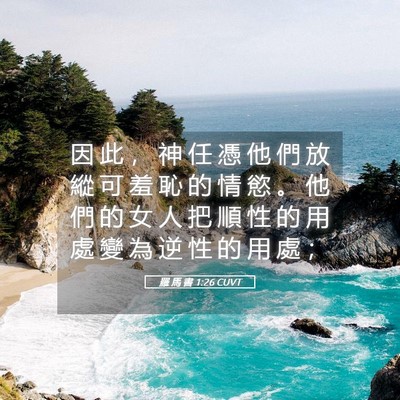 Picture 05 - 羅 馬 書 1:26 CUVT - 因 此 ， 神 任 憑 他 們 放 縱 可 羞 - Bible Verse Picture