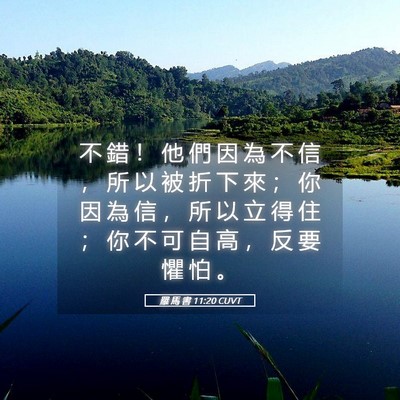 Picture 05 - 羅 馬 書 11:20 CUVT - 不 錯 ！ 他 們 因 為 不 信 ， 所 以 - Bible Verse Picture