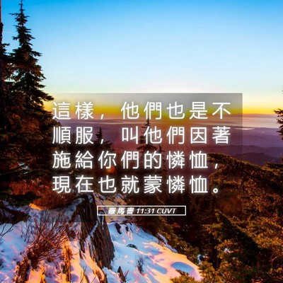 Picture 05 - 羅 馬 書 11:31 CUVT - 這 樣 ， 他 們 也 是 不 順 服 ， 叫 - Bible Verse Picture