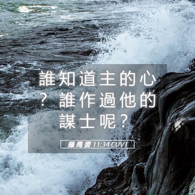 Picture 05 - 羅 馬 書 11:34 CUVT - 誰 知 道 主 的 心 ？ 誰 作 過 他 的 - Bible Verse Picture