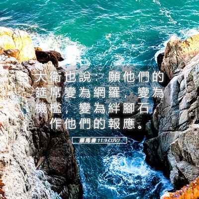 Picture 05 - 羅 馬 書 11:9 CUVT - 大 衛 也 說 ： 願 他 們 的 筵 席 變 - Bible Verse Picture