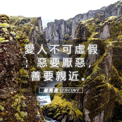 Picture 05 - 羅 馬 書 12:9 CUVT - 愛 人 不 可 虛 假 ； 惡 要 厭 惡 ， - Bible Verse Picture