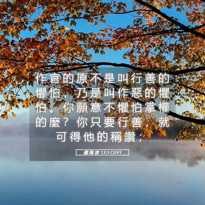 Picture 05 - 羅 馬 書 13:3 CUVT - 作 官 的 原 不 是 叫 行 善 的 懼 怕 - Bible Verse Picture