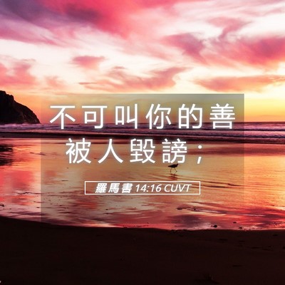 Picture 05 - 羅 馬 書 14:16 CUVT - 不 可 叫 你 的 善 被 人 毀 謗 - Bible Verse Picture
