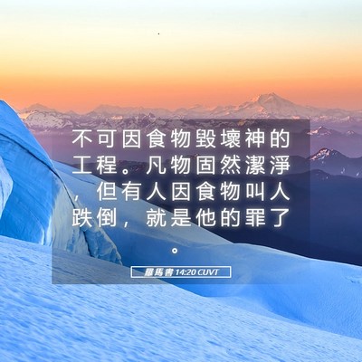 Picture 05 - 羅 馬 書 14:20 CUVT - 不 可 因 食 物 毀 壞 神 的 工 程 。 - Bible Verse Picture