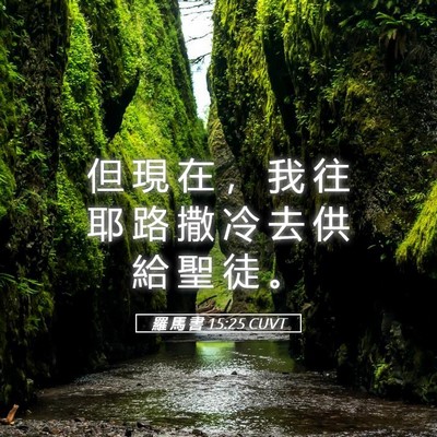 Picture 05 - 羅 馬 書 15:25 CUVT - 但 現 在 ， 我 往 耶 路 撒 冷 去 供 - Bible Verse Picture