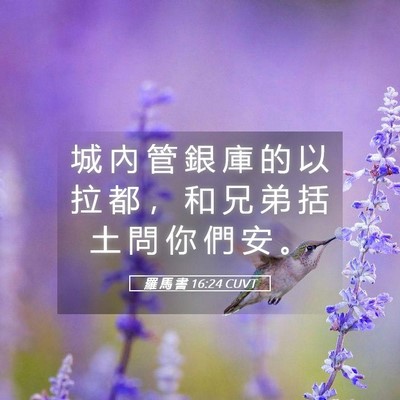Picture 05 - 羅 馬 書 16:24 CUVT - 城 內 管 銀 庫 的 以 拉 都 ， 和 兄 - Bible Verse Picture