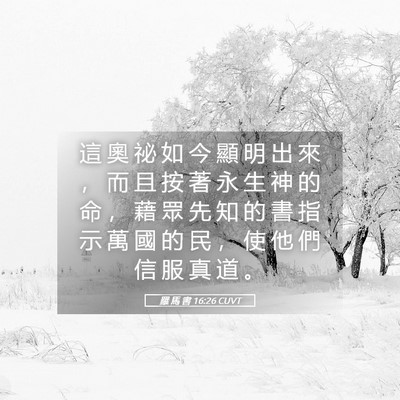 Picture 05 - 羅 馬 書 16:26 CUVT - 這 奧 祕 如 今 顯 明 出 來 ， 而 且 - Bible Verse Picture