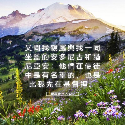 Picture 05 - 羅 馬 書 16:7 CUVT - 又 問 我 親 屬 與 我 一 同 坐 監 的 - Bible Verse Picture