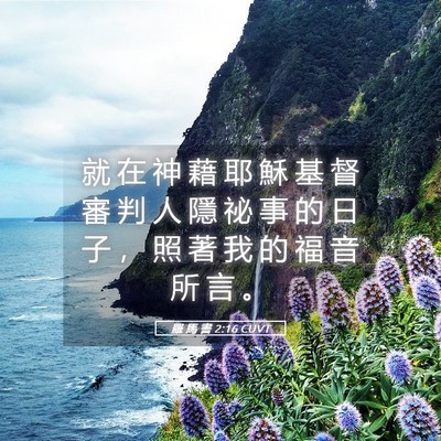 Picture 05 - 羅 馬 書 2:16 CUVT - 就 在 神 藉 耶 穌 基 督 審 判 人 隱 - Bible Verse Picture