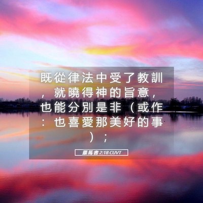 Picture 05 - 羅 馬 書 2:18 CUVT - 既 從 律 法 中 受 了 教 訓 ， 就 曉 - Bible Verse Picture