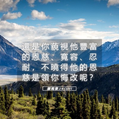 Picture 05 - 羅 馬 書 2:4 CUVT - 還 是 你 藐 視 他 豐 富 的 恩 慈 、 - Bible Verse Picture