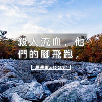 Picture 05 - 羅 馬 書 3:15 CUVT - 殺 人 流 血 ， 他 們 的 腳 飛 跑 - Bible Verse Picture
