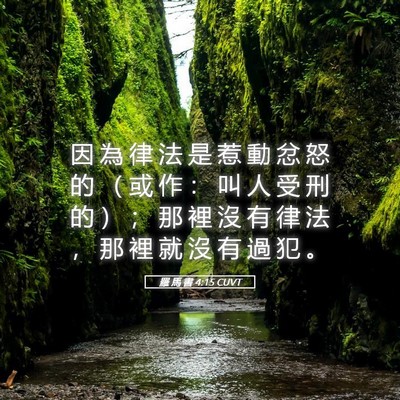 Picture 05 - 羅 馬 書 4:15 CUVT - 因 為 律 法 是 惹 動 忿 怒 的 （ 或 - Bible Verse Picture