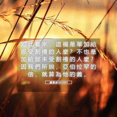Picture 05 - 羅 馬 書 4:9 CUVT - 如 此 看 來 ， 這 福 是 單 加 給 那 - Bible Verse Picture