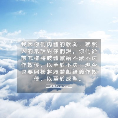 Picture 05 - 羅 馬 書 6:19 CUVT - 我 因 你 們 肉 體 的 軟 弱 ， 就 照 - Bible Verse Picture