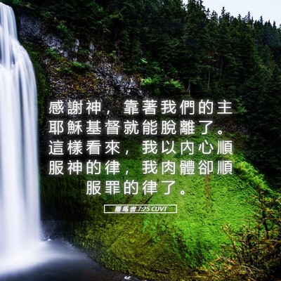 Picture 05 - 羅 馬 書 7:25 CUVT - 感 謝 神 ， 靠 著 我 們 的 主 耶 穌 - Bible Verse Picture