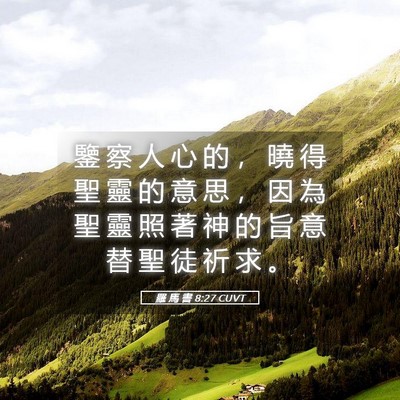Picture 05 - 羅 馬 書 8:27 CUVT - 鑒 察 人 心 的 ， 曉 得 聖 靈 的 意 - Bible Verse Picture