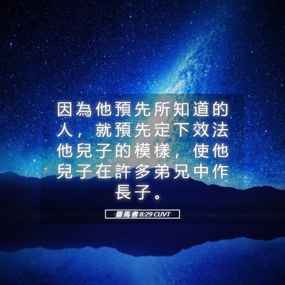 Picture 05 - 羅 馬 書 8:29 CUVT - 因 為 他 預 先 所 知 道 的 人 ， 就 - Bible Verse Picture