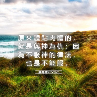 Picture 05 - 羅 馬 書 8:7 CUVT - 原 來 體 貼 肉 體 的 ， 就 是 與 神 - Bible Verse Picture