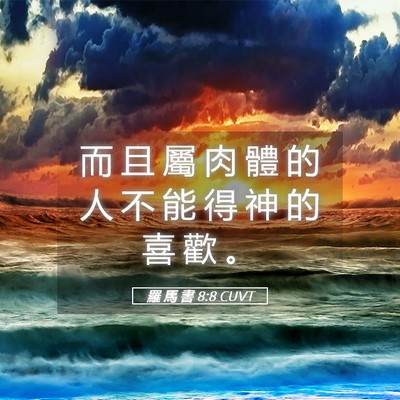 Picture 05 - 羅 馬 書 8:8 CUVT - 而 且 屬 肉 體 的 人 不 能 得 神 的 - Bible Verse Picture