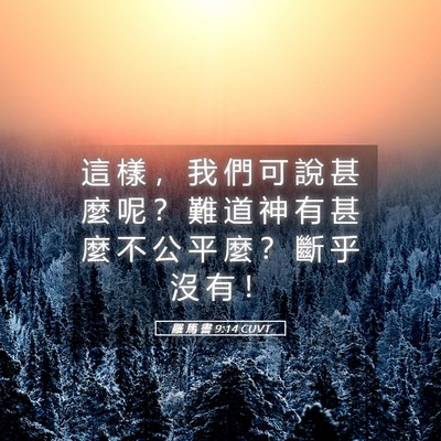 Picture 05 - 羅 馬 書 9:14 CUVT - 這 樣 ， 我 們 可 說 甚 麼 呢 ？ 難 - Bible Verse Picture