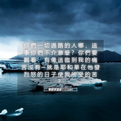 Picture 05 - 耶 利 米 哀 歌 1:12 CUVT - 你 們 一 切 過 路 的 人 哪 ， 這 事 - Bible Verse Picture