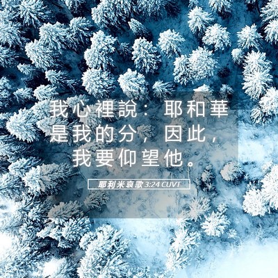 Picture 05 - 耶 利 米 哀 歌 3:24 CUVT - 我 心 裡 說 ： 耶 和 華 是 我 的 分 - Bible Verse Picture