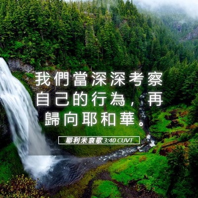 Picture 05 - 耶 利 米 哀 歌 3:40 CUVT - 我 們 當 深 深 考 察 自 己 的 行 為 - Bible Verse Picture