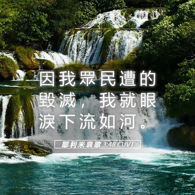Picture 05 - 耶 利 米 哀 歌 3:48 CUVT - 因 我 眾 民 遭 的 毀 滅 ， 我 就 眼 - Bible Verse Picture