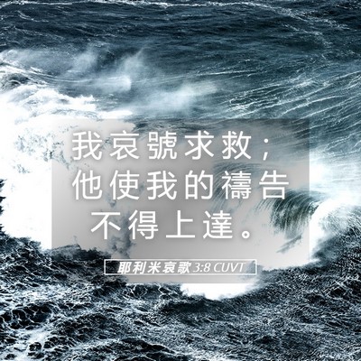 Picture 05 - 耶 利 米 哀 歌 3:8 CUVT - 我 哀 號 求 救 ； 他 使 我 的 禱 告 - Bible Verse Picture