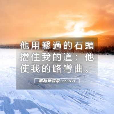 Picture 05 - 耶 利 米 哀 歌 3:9 CUVT - 他 用 鑿 過 的 石 頭 擋 住 我 的 道 - Bible Verse Picture
