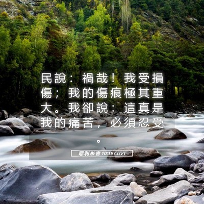Picture 05 - 耶 利 米 書 10:19 CUVT - 民 說 ： 禍 哉 ！ 我 受 損 傷 ； 我 - Bible Verse Picture