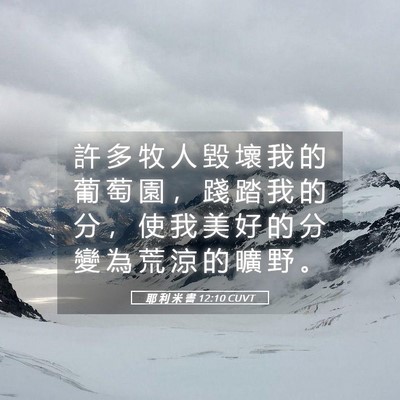 Picture 05 - 耶 利 米 書 12:10 CUVT - 許 多 牧 人 毀 壞 我 的 葡 萄 園 ， - Bible Verse Picture