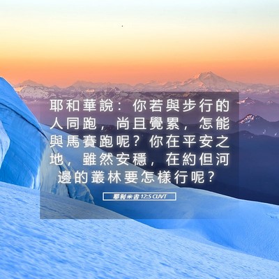 Picture 05 - 耶 利 米 書 12:5 CUVT - 耶 和 華 說 ： 你 若 與 步 行 的 人 - Bible Verse Picture