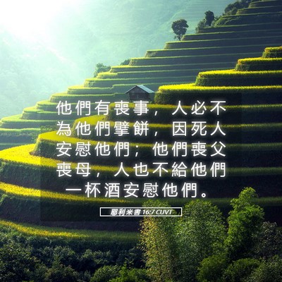 Picture 05 - 耶 利 米 書 16:7 CUVT - 他 們 有 喪 事 ， 人 必 不 為 他 們 - Bible Verse Picture