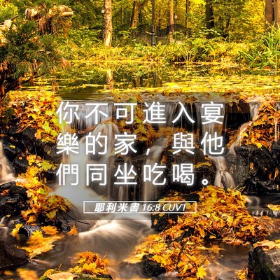Picture 05 - 耶 利 米 書 16:8 CUVT - 你 不 可 進 入 宴 樂 的 家 ， 與 他 - Bible Verse Picture
