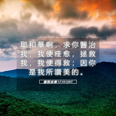 Picture 05 - 耶 利 米 書 17:14 CUVT - 耶 和 華 啊 ， 求 你 醫 治 我 ， 我 - Bible Verse Picture