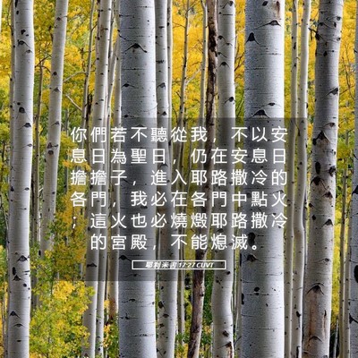 Picture 05 - 耶 利 米 書 17:27 CUVT - 你 們 若 不 聽 從 我 ， 不 以 安 息 - Bible Verse Picture
