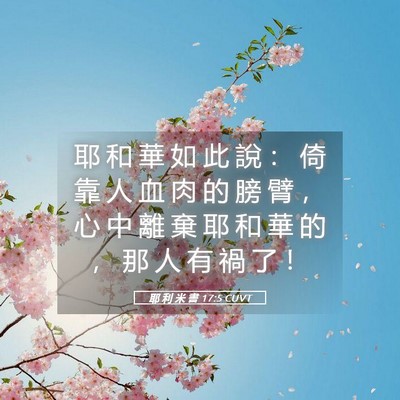 Picture 05 - 耶 利 米 書 17:5 CUVT - 耶 和 華 如 此 說 ： 倚 靠 人 血 肉 - Bible Verse Picture