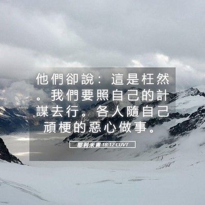 Picture 05 - 耶 利 米 書 18:12 CUVT - 他 們 卻 說 ： 這 是 枉 然 。 我 們 - Bible Verse Picture