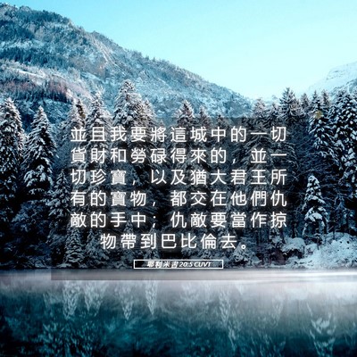 Picture 05 - 耶 利 米 書 20:5 CUVT - 並 且 我 要 將 這 城 中 的 一 切 貨 - Bible Verse Picture