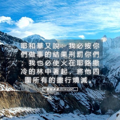 Picture 05 - 耶 利 米 書 21:14 CUVT - 耶 和 華 又 說 ： 我 必 按 你 們 做 - Bible Verse Picture