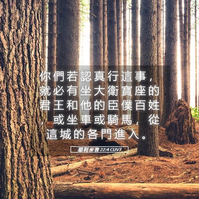 Picture 05 - 耶 利 米 書 22:4 CUVT - 你 們 若 認 真 行 這 事 ， 就 必 有 - Bible Verse Picture