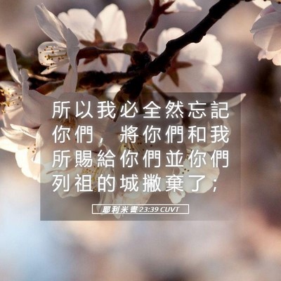 Picture 05 - 耶 利 米 書 23:39 CUVT - 所 以 我 必 全 然 忘 記 你 們 ， 將 - Bible Verse Picture