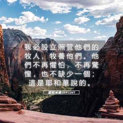 Picture 05 - 耶 利 米 書 23:4 CUVT - 我 必 設 立 照 管 他 們 的 牧 人 ， - Bible Verse Picture
