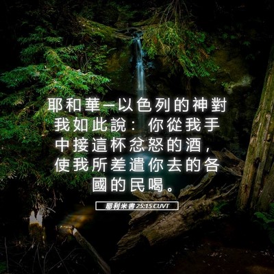 Picture 05 - 耶 利 米 書 25:15 CUVT - 耶 和 華 ─ 以 色 列 的 神 對 我 如 - Bible Verse Picture