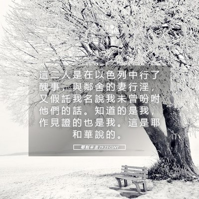 Picture 05 - 耶 利 米 書 29:23 CUVT - 這 二 人 是 在 以 色 列 中 行 了 醜 - Bible Verse Picture