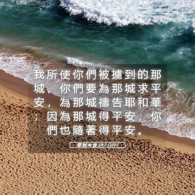 Picture 05 - 耶 利 米 書 29:7 CUVT - 我 所 使 你 們 被 擄 到 的 那 城 ， - Bible Verse Picture