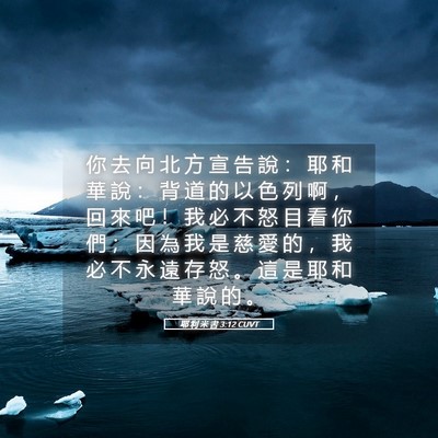 Picture 05 - 耶 利 米 書 3:12 CUVT - 你 去 向 北 方 宣 告 說 ： 耶 和 華 - Bible Verse Picture